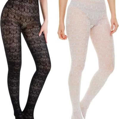 WEANMIX Lace Patterned Fishnet Stockings Thigh High Pantyhose Black Tights for W